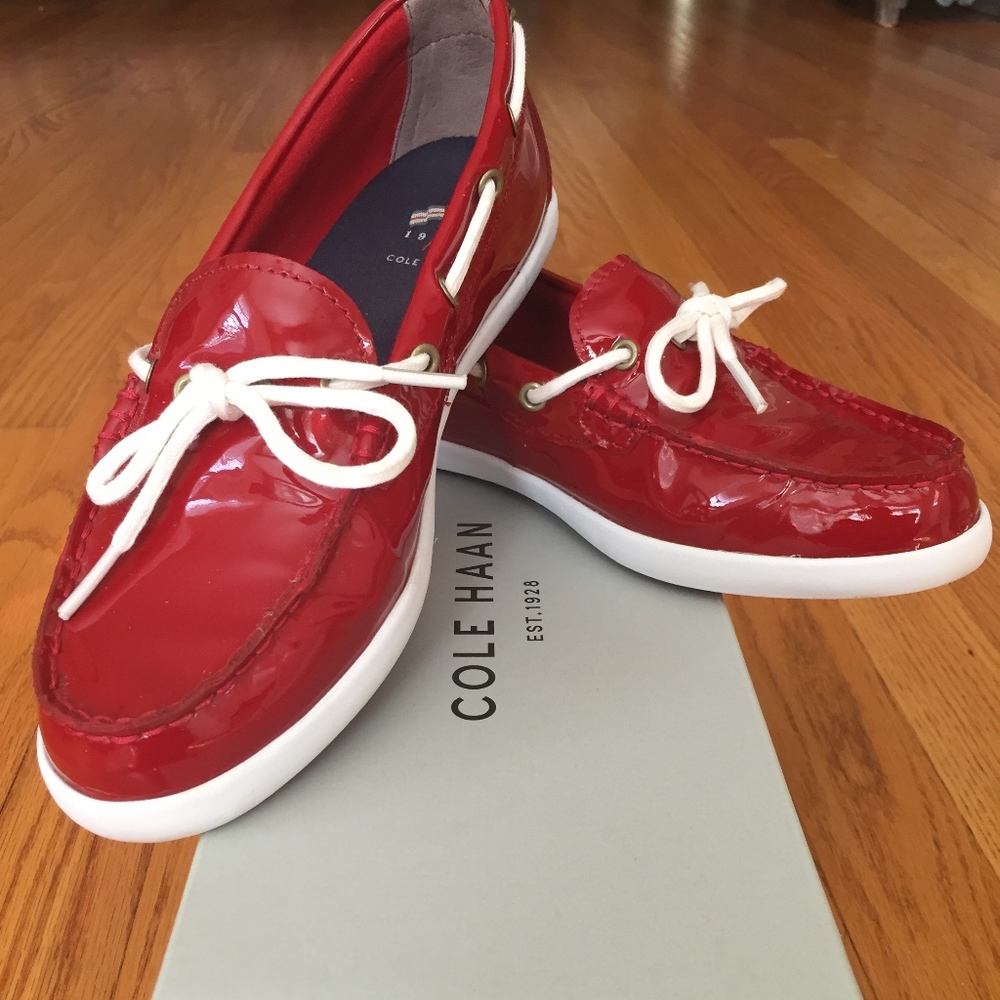 Cole Haan Red Patent Boat Shoes